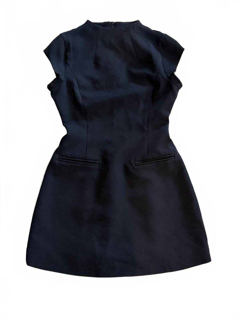Commense Black Fit & Flare Dress with Cap Sleeves Size S LBD Little Black Dress